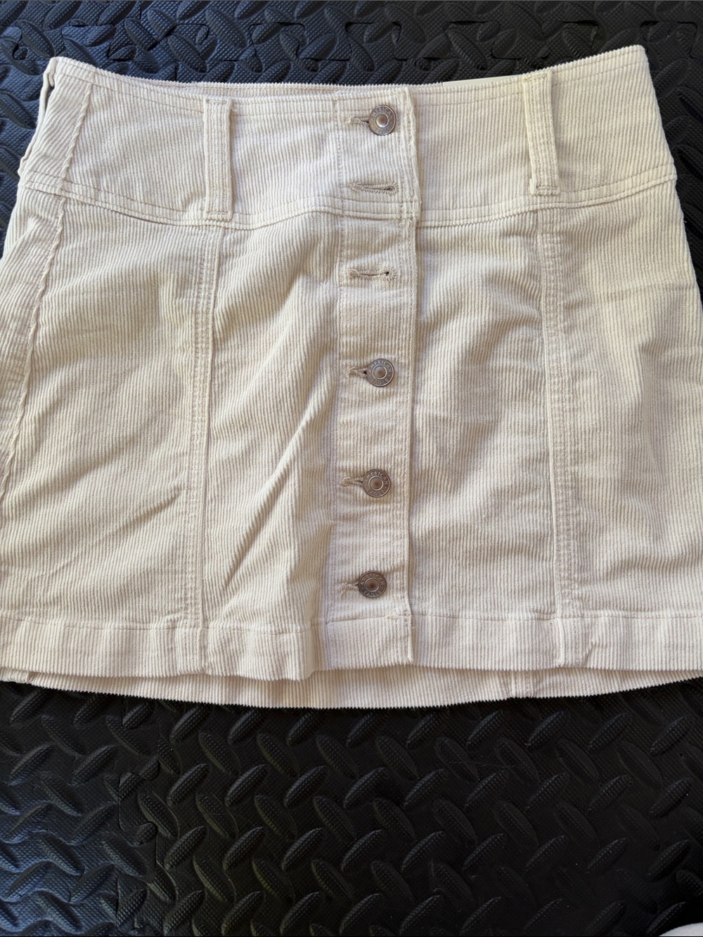 American Eagle Outfitters Cream Button-Front Corduroy Mini Skirt